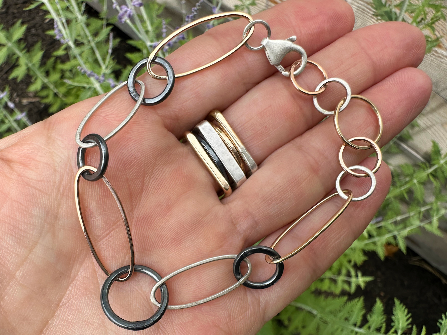 Small Circle Link Necklace Sterling Silver