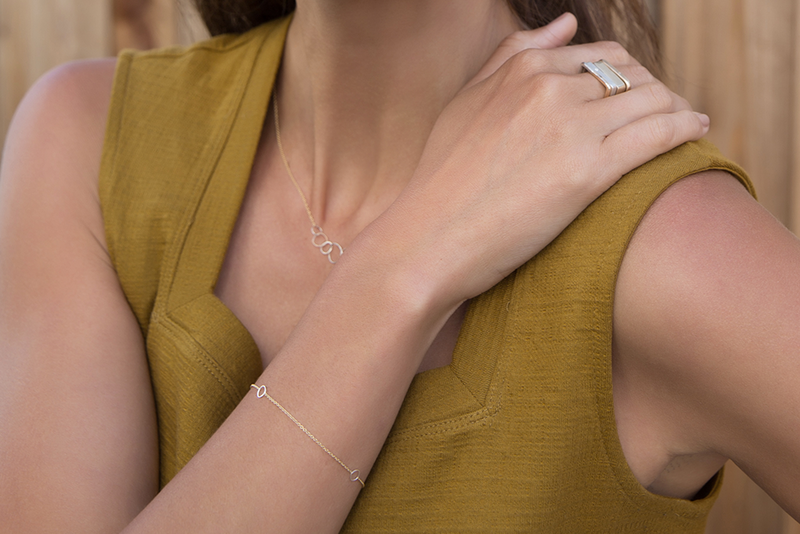 B104g.rg Square & Delicate Chain Bracelet in Rose Gold and Sterling Silver