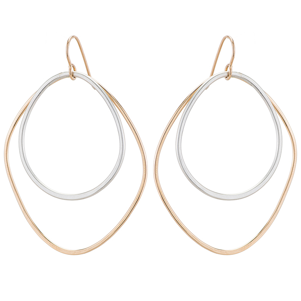 Large Double Angular Hoop Earrings