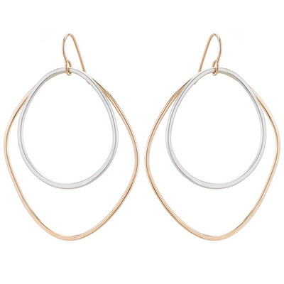 Large Double Angular Hoop Earrings