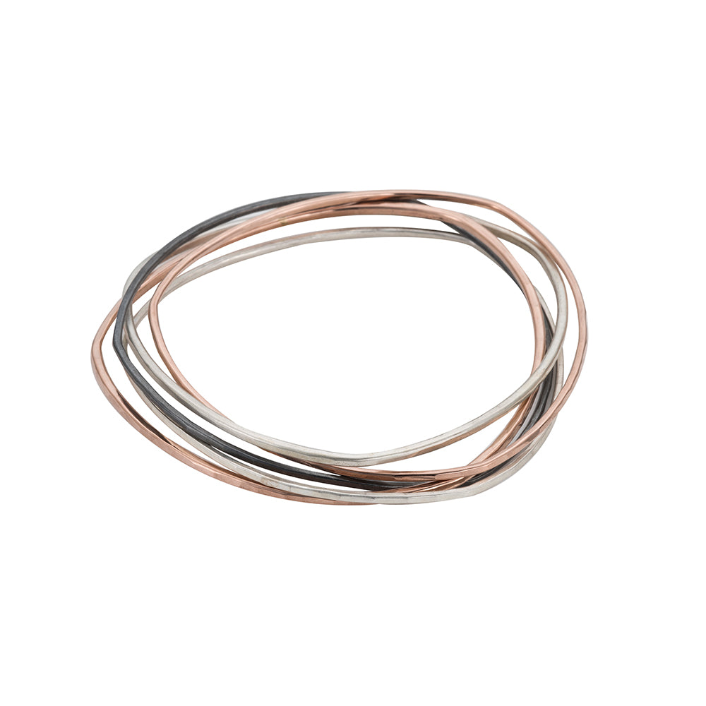 3 or 5-Loop Tri-Toned Interlocking Bangle Bracelet - Colleen Mauer Designs