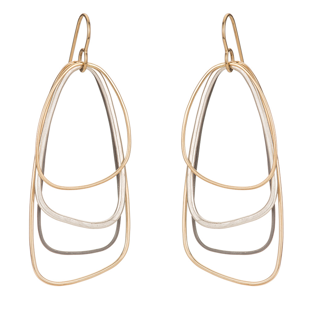 Triangle V Shape 14K Yellow Gold Hoop Earrings