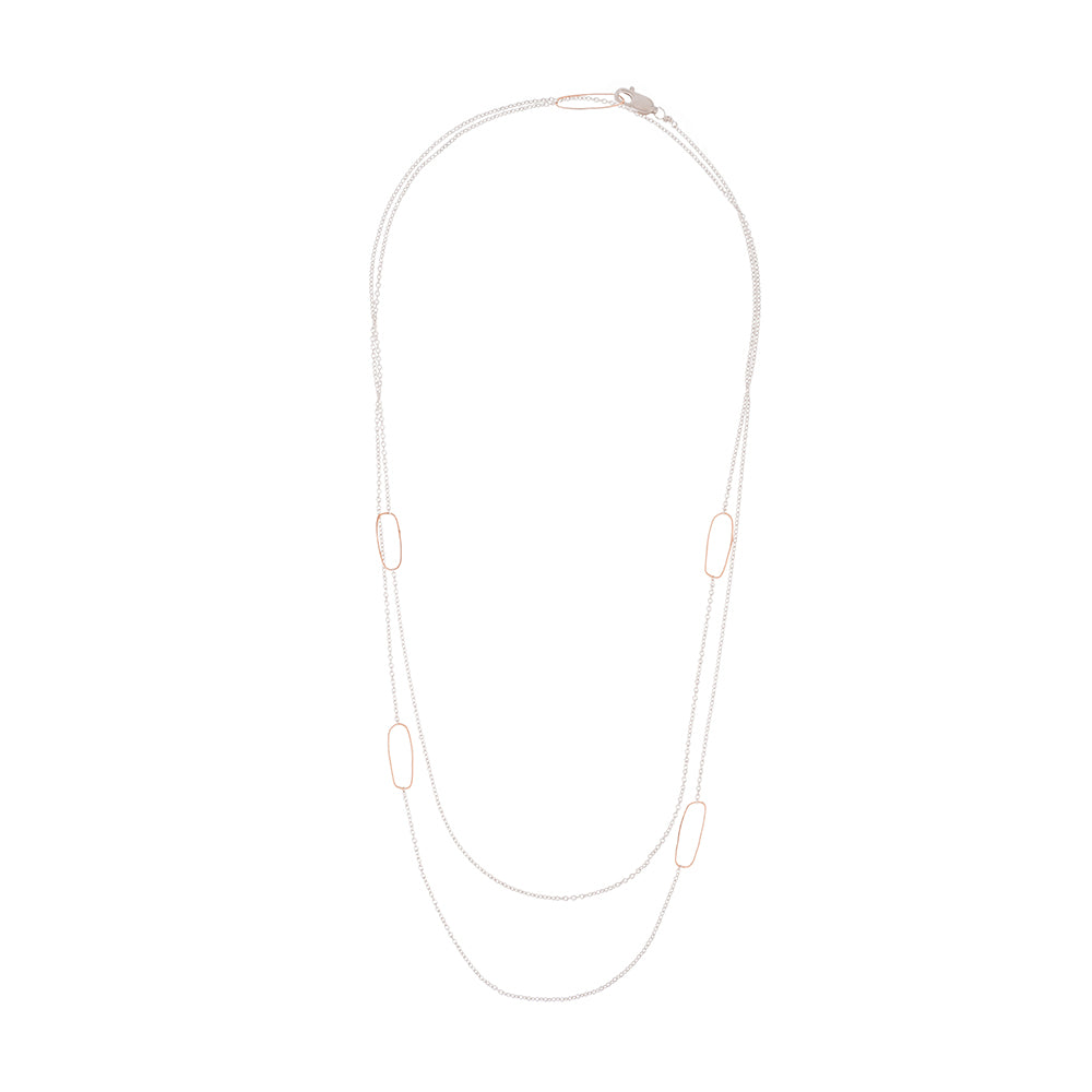 Rectangle Link Chunky Chain Necklace (Silver) – adorne