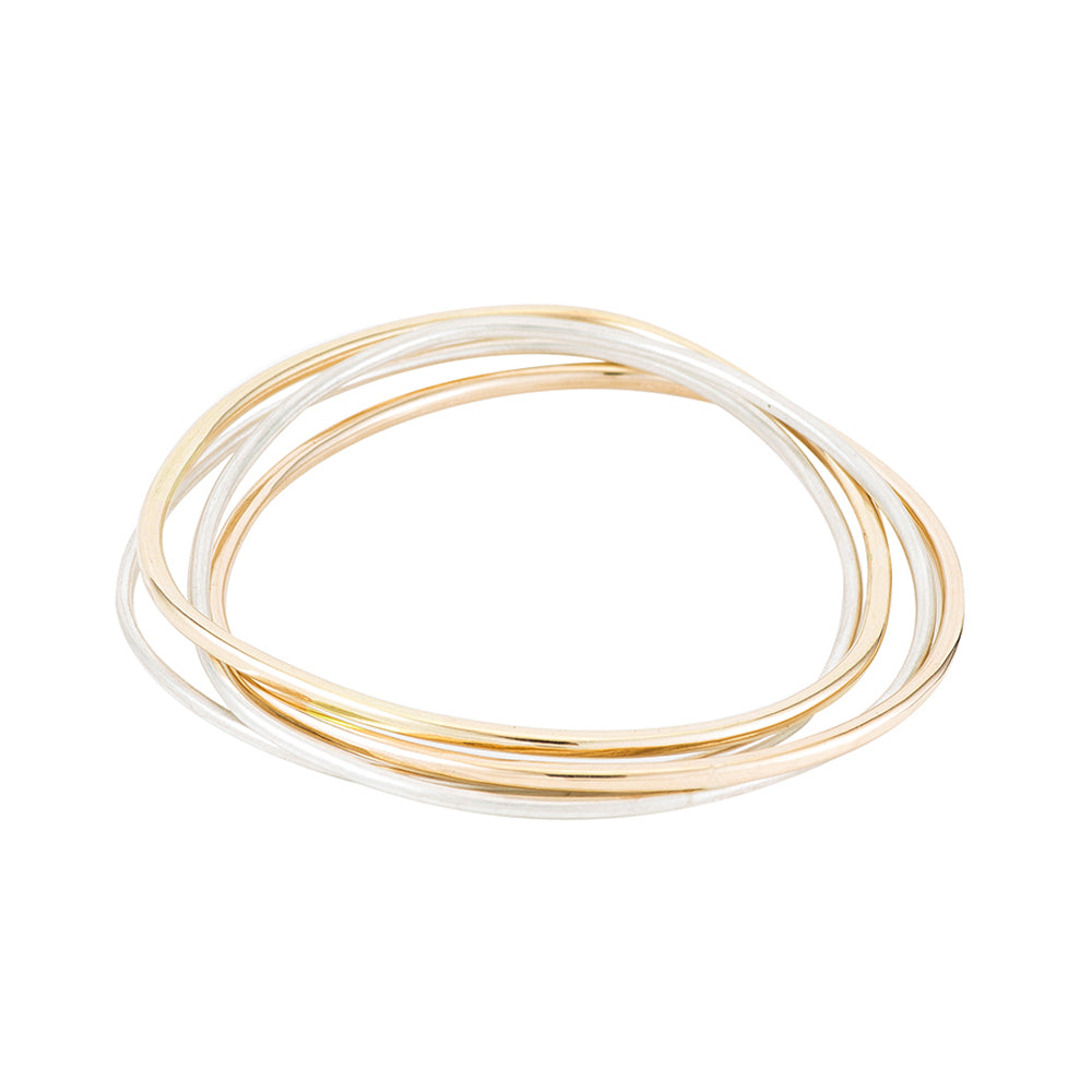Thin Gold/rose Gold Loop Bangle/ Silver and Gold Bangle/ 